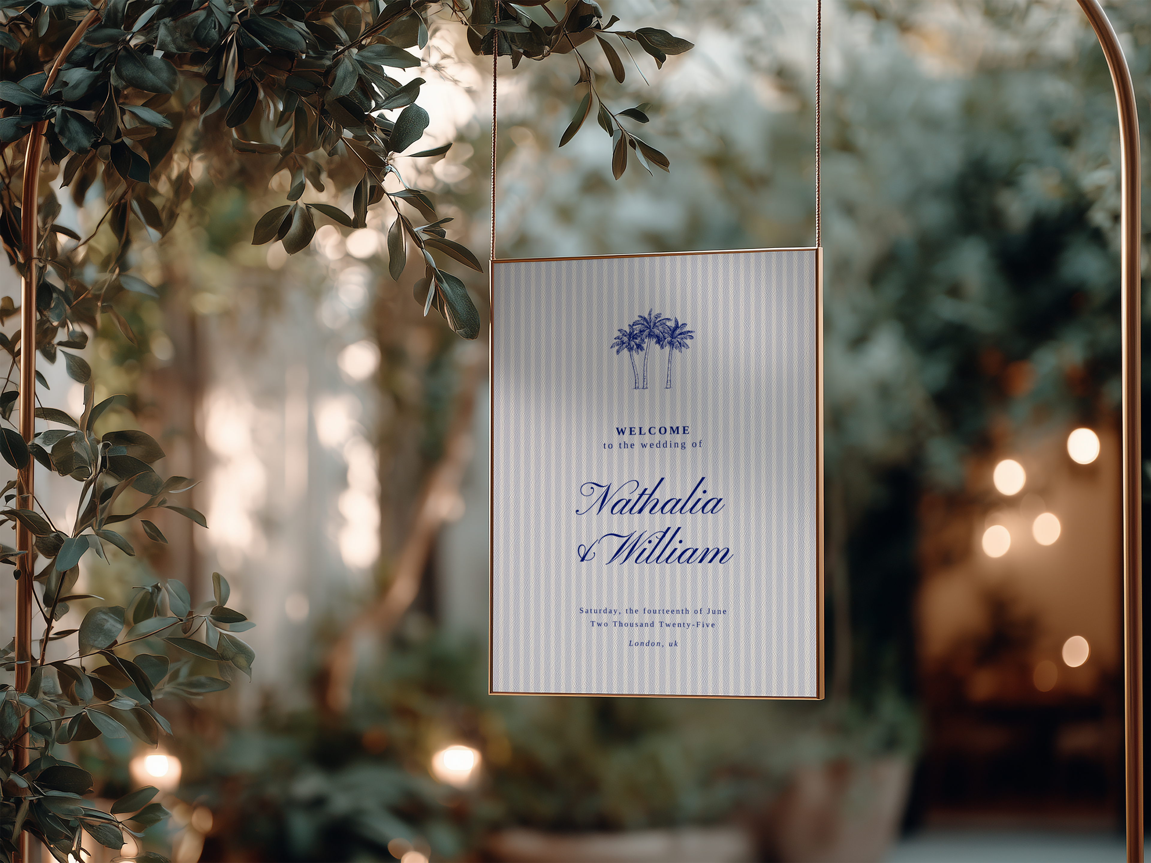 Costal Blue Wedding Welcome Sign Template