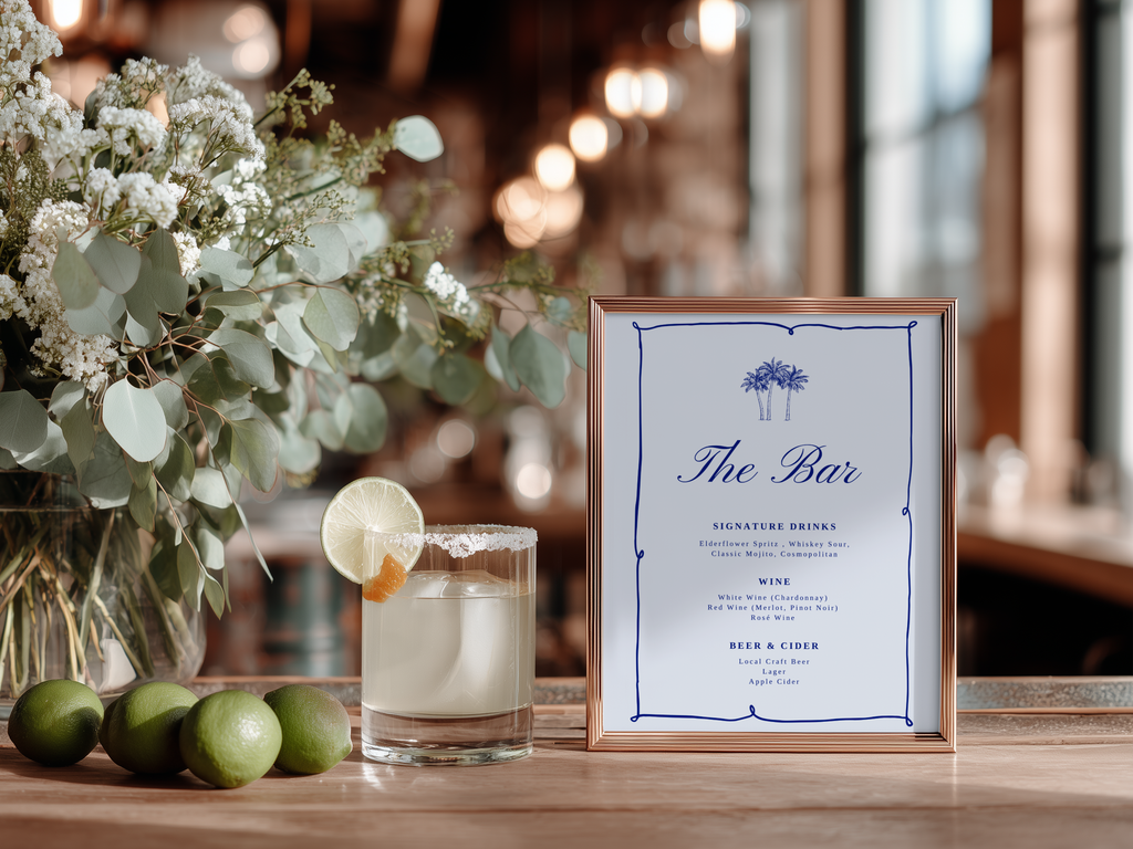 Costal Blue Bar Menu Wedding Template