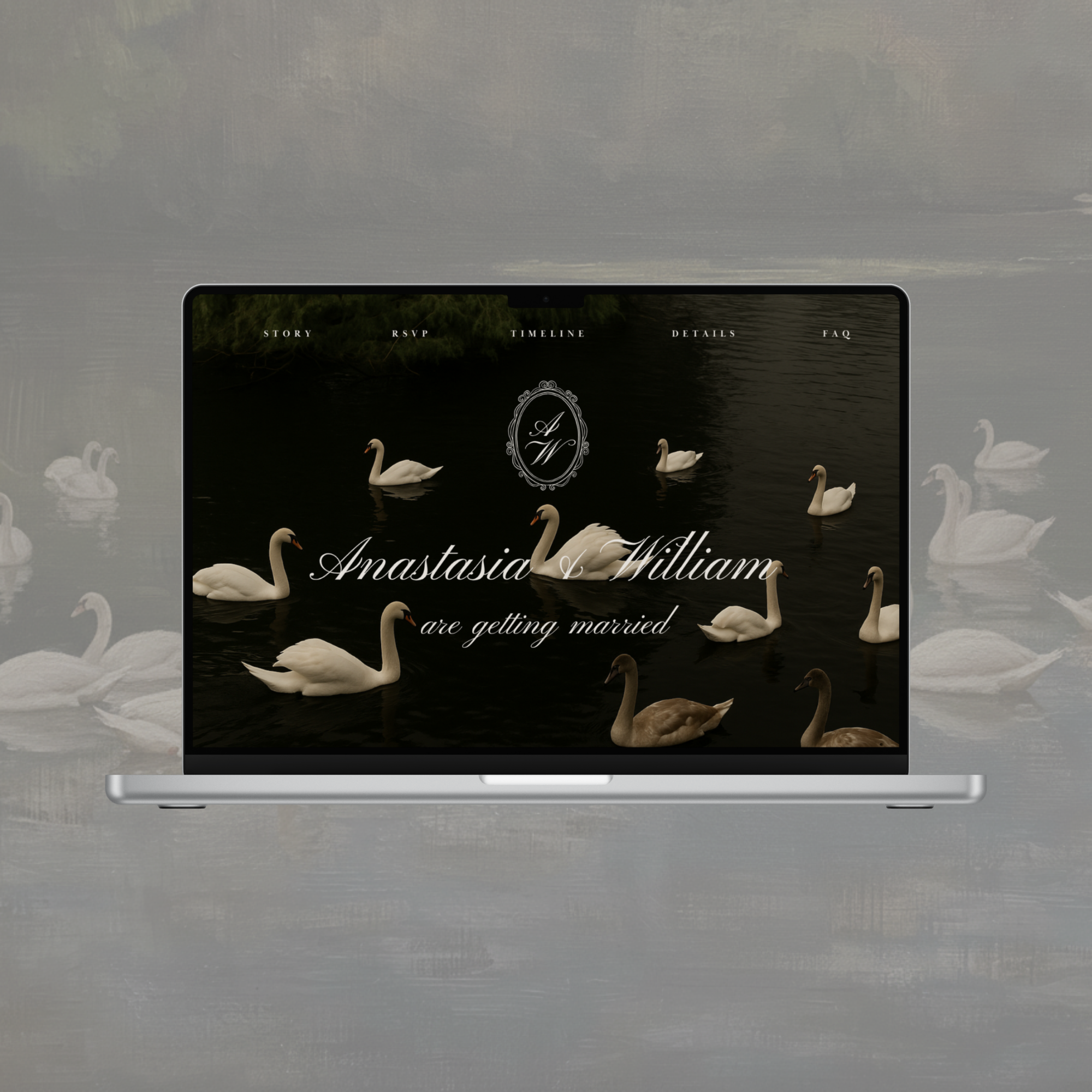 Swan & Doily Wedding Website Template