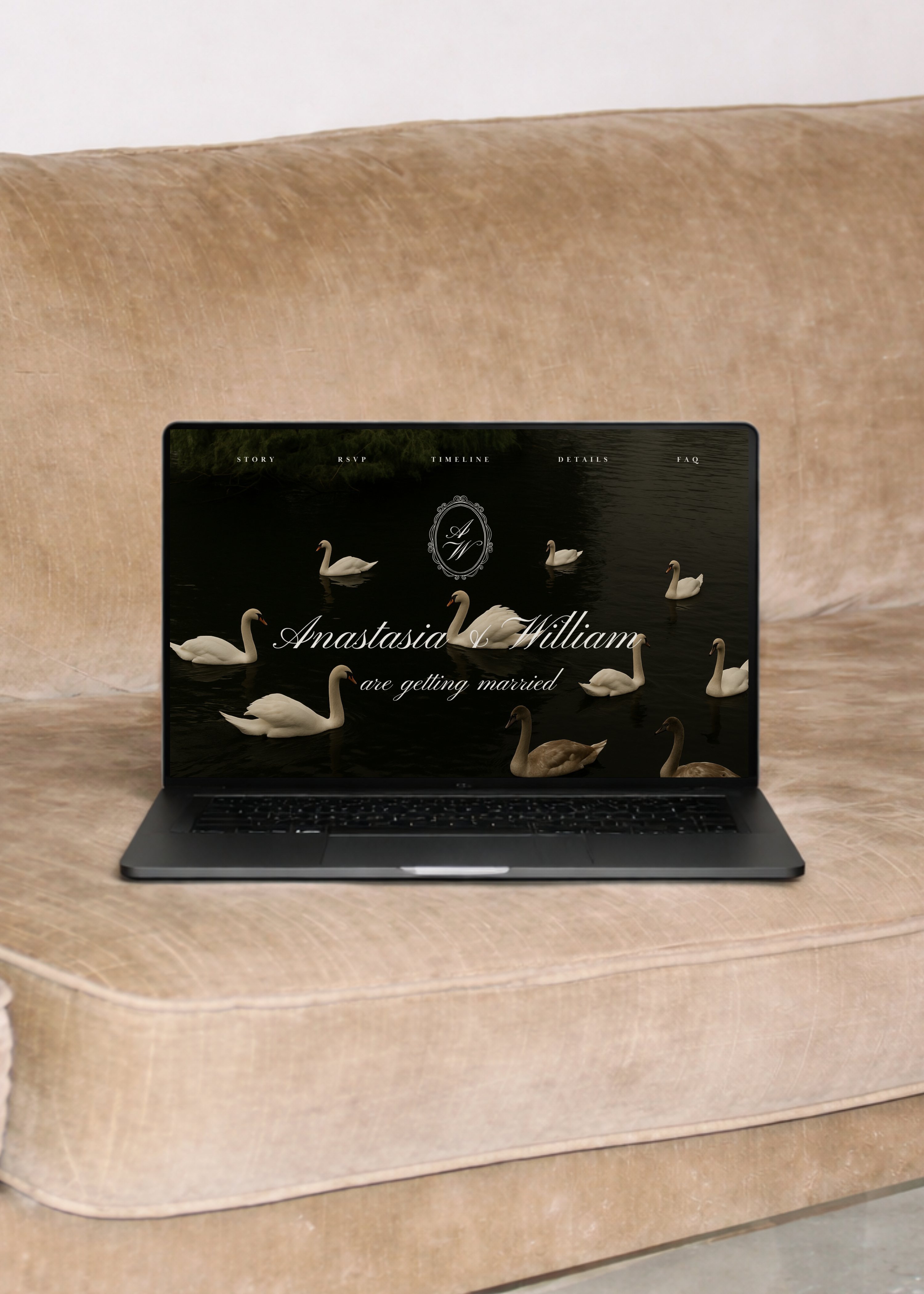 Swan & Doily Wedding Website Template