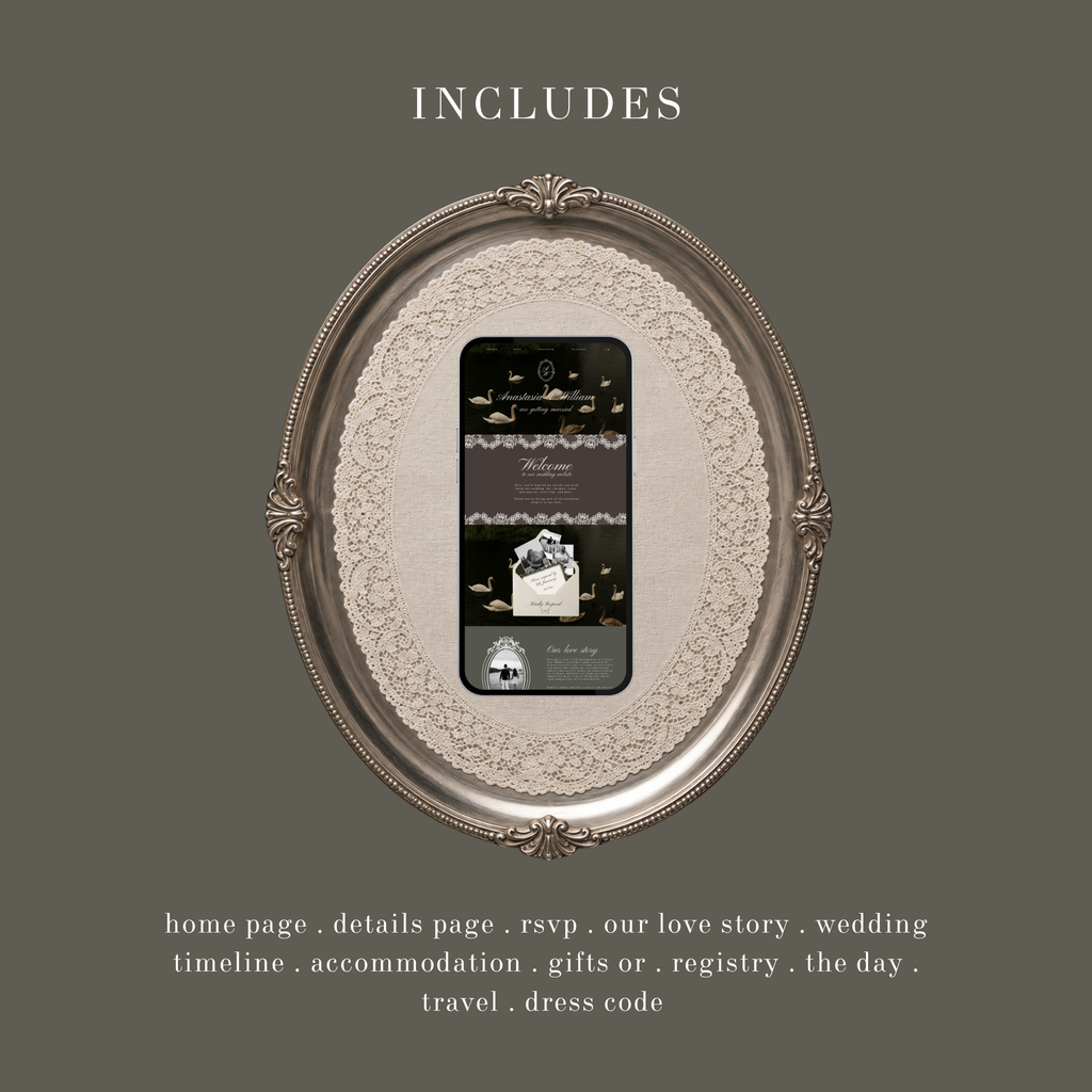 Swan & Doily Wedding Website Template