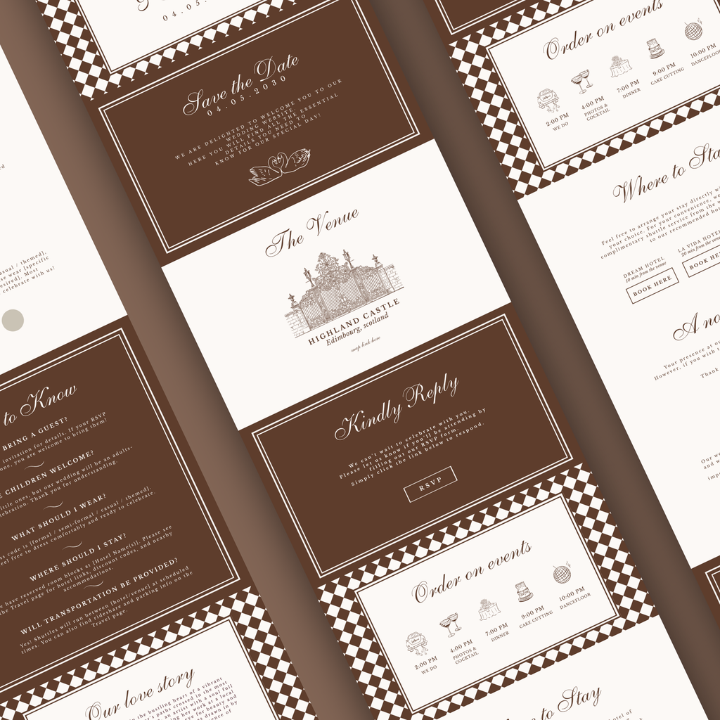 Mocha Brown Wedding Website Template