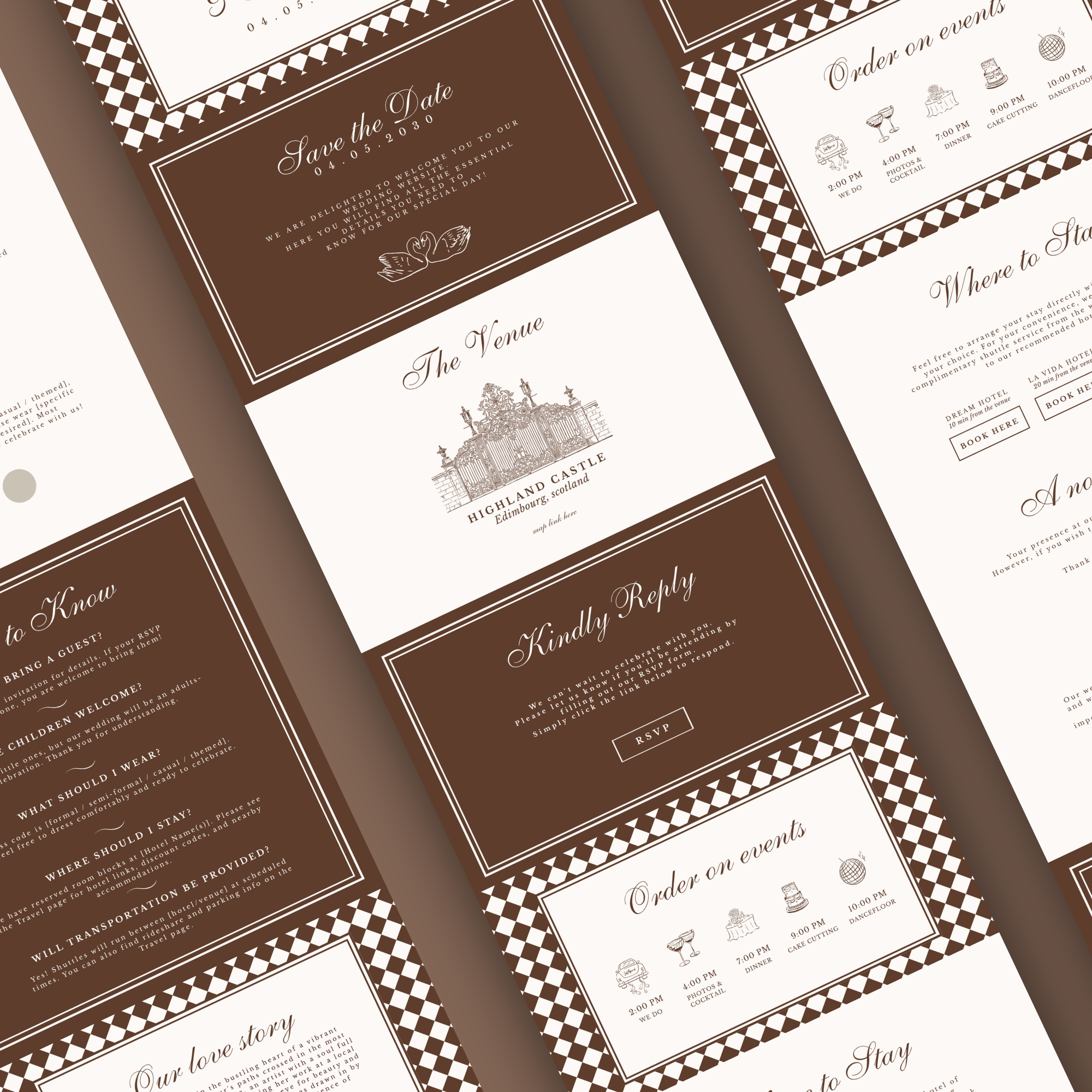 Mocha Brown Wedding Website Template