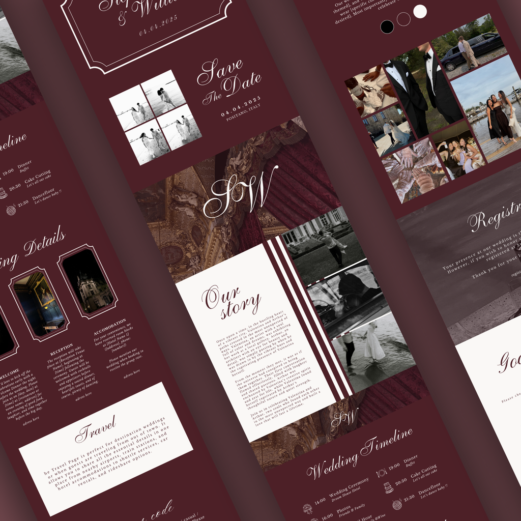 Luxury Burgundy Wedding Website Template
