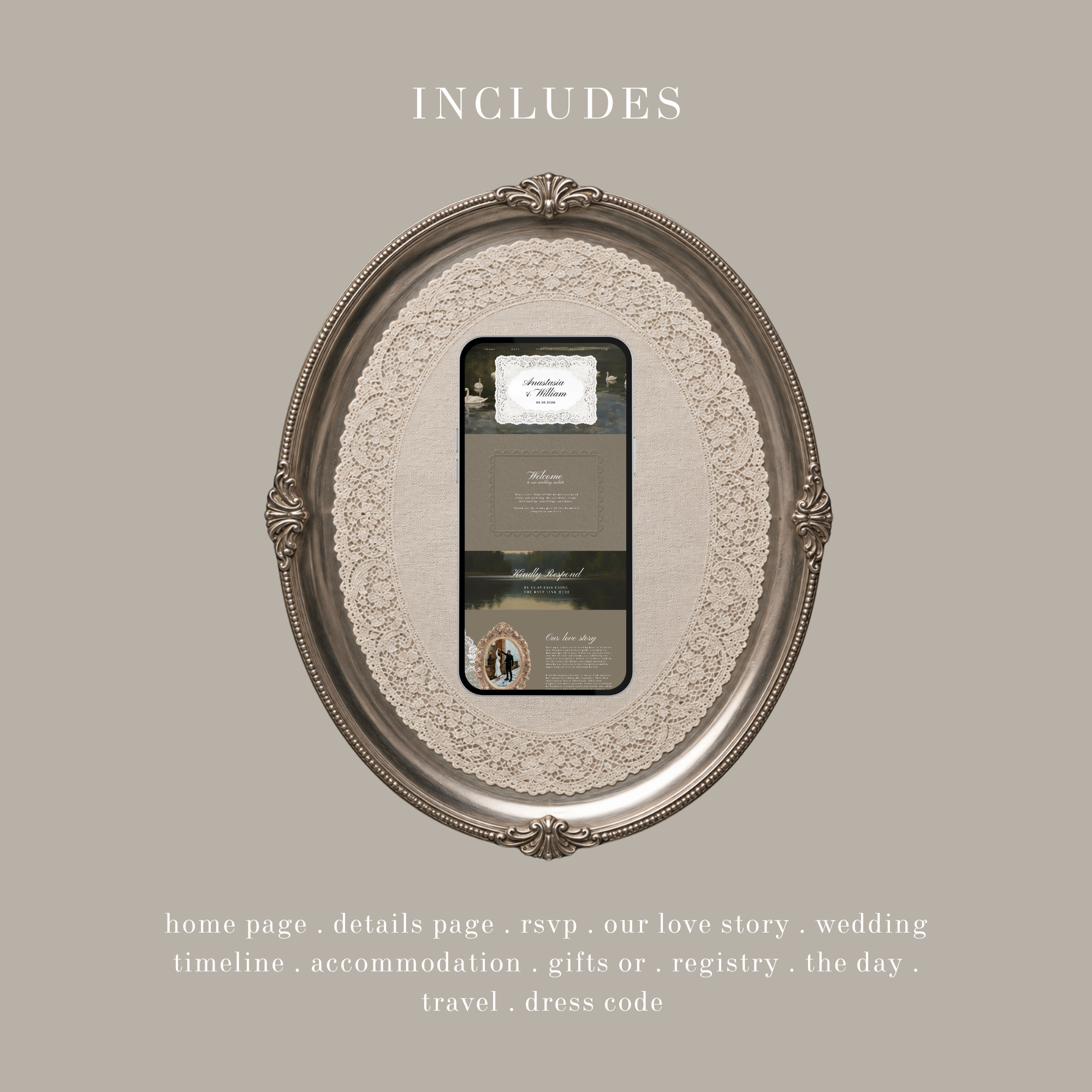 Vintage Swan Lake Wedding Website Template