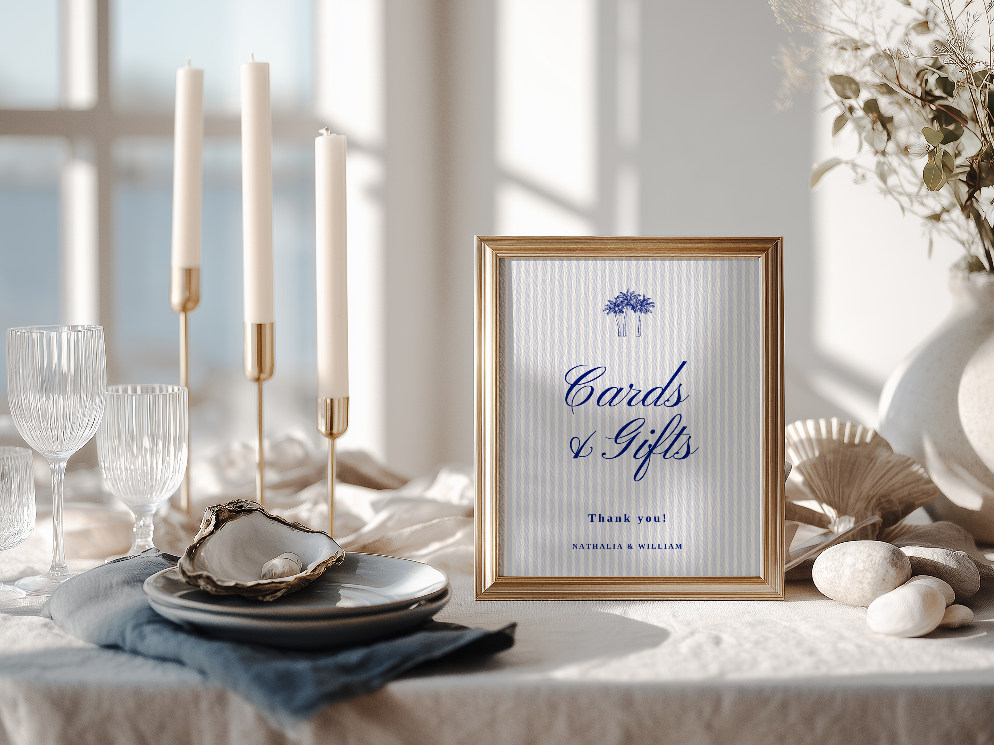 Costal Blue Wedding Cards & Gifts Template