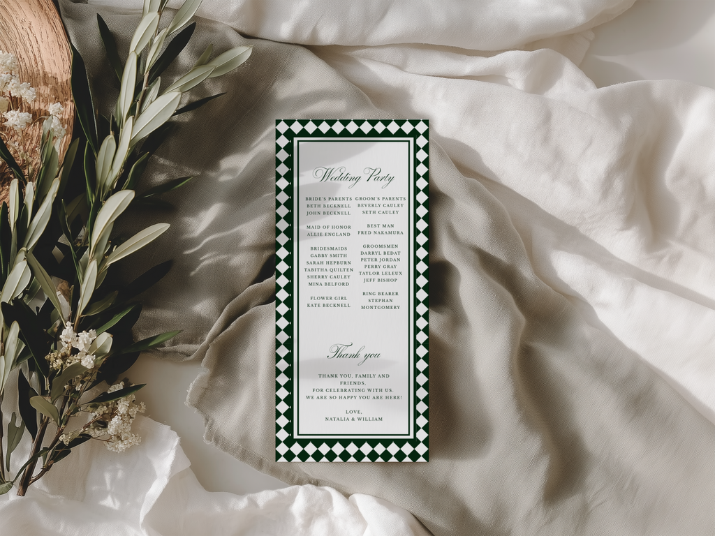 Green Wedding Ceremony Program Template
