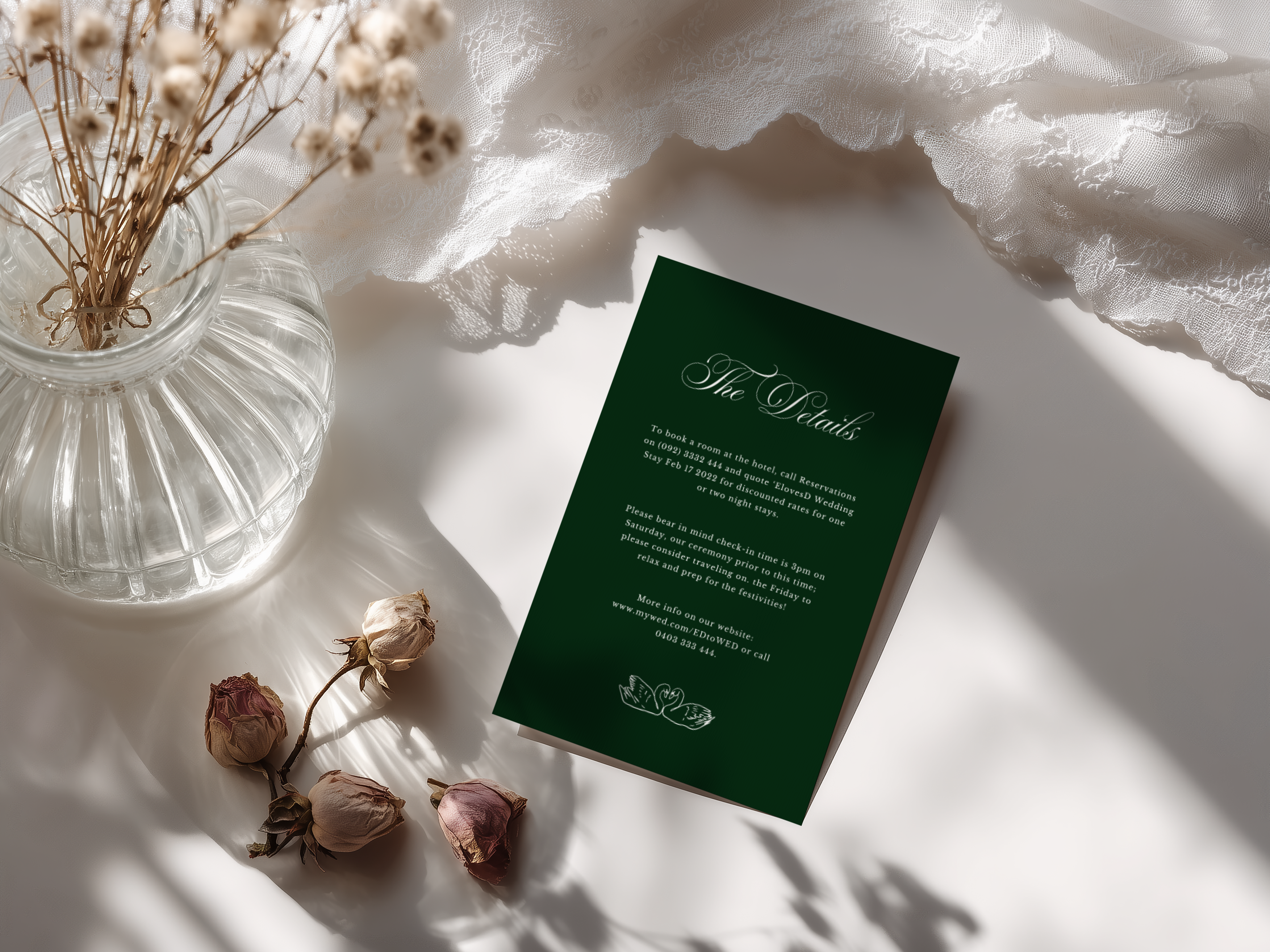 Green Wedding Details Card Template