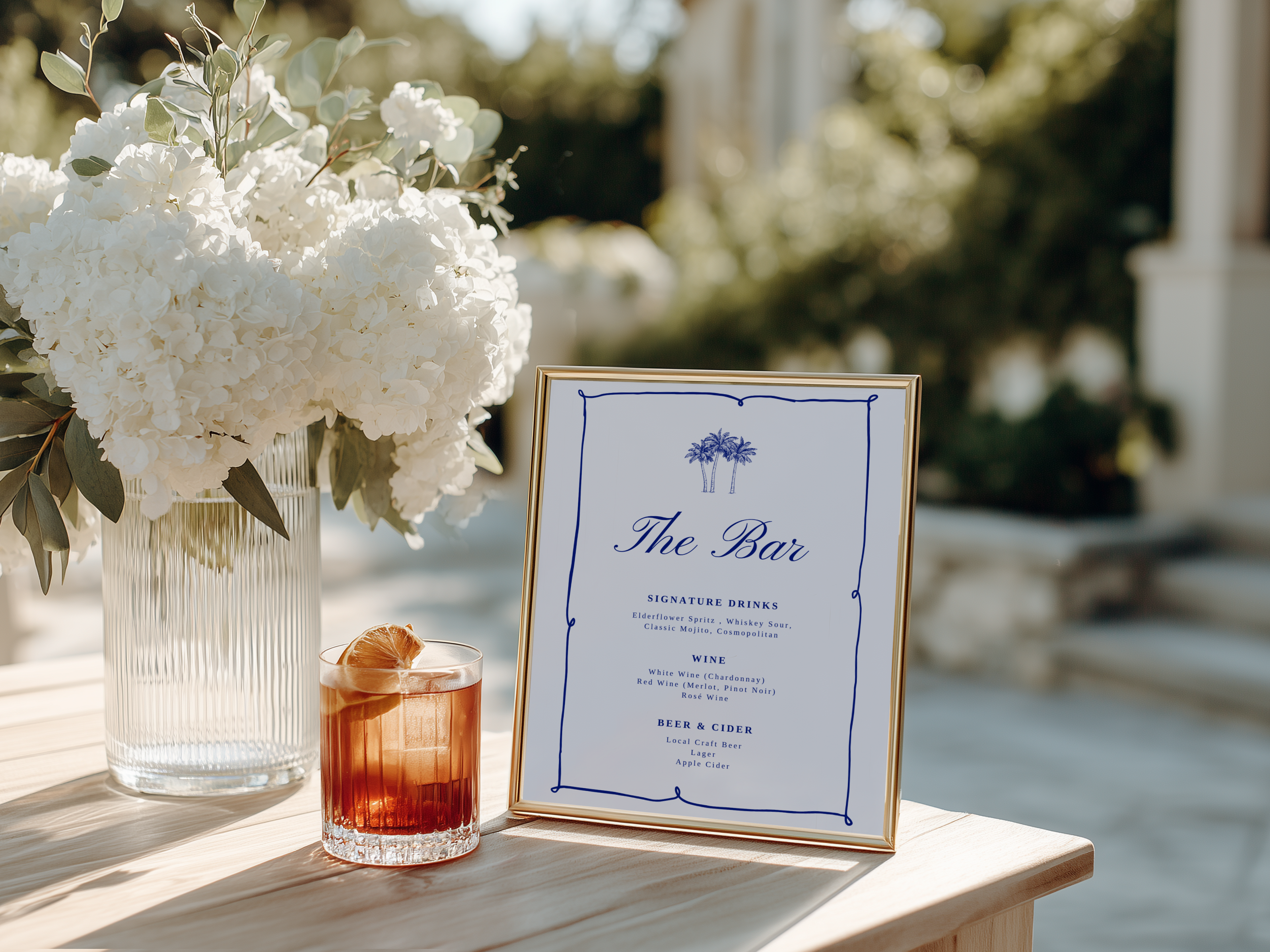 Costal Blue Bar Menu Wedding Template
