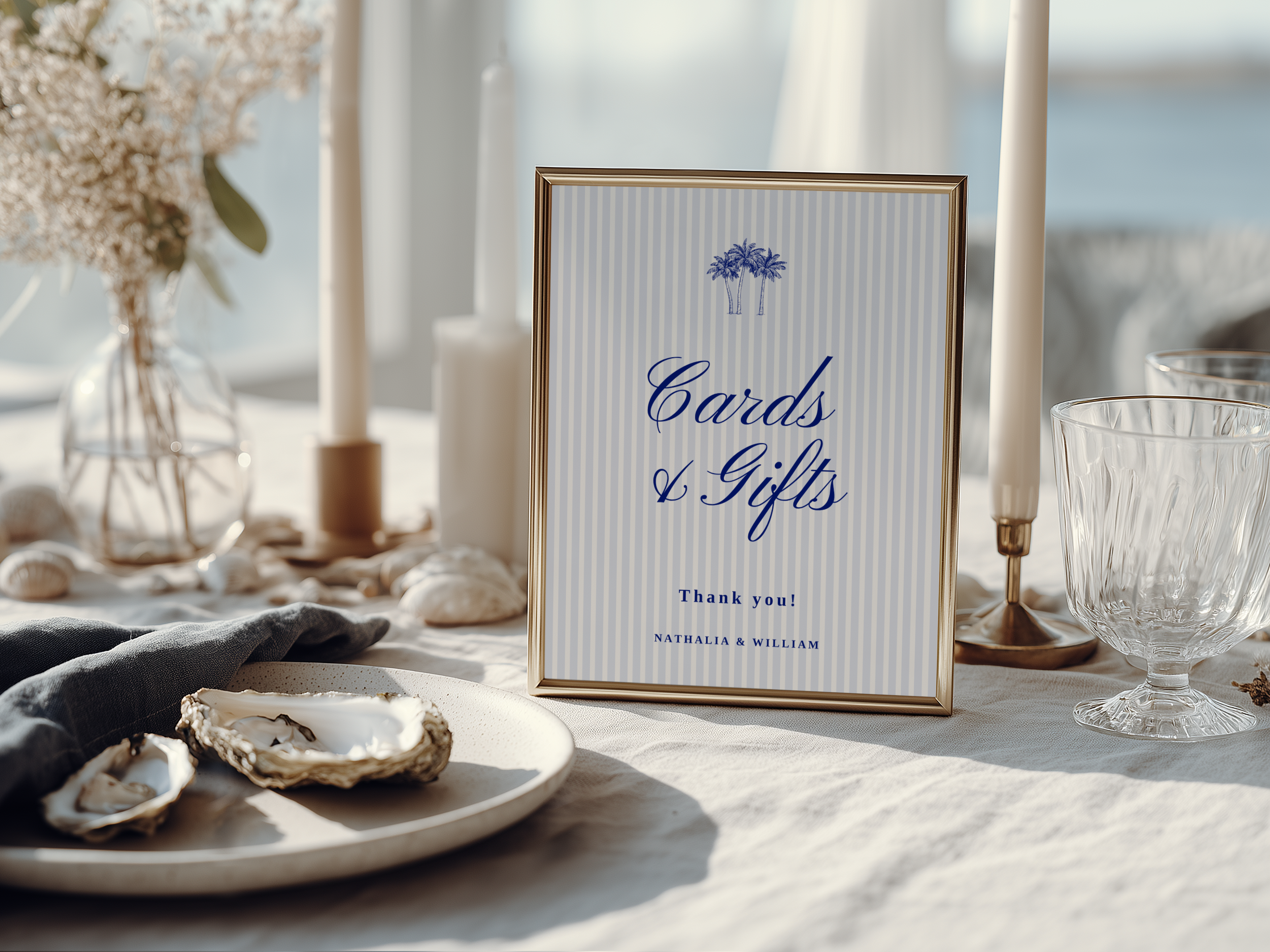 Costal Blue Wedding Cards & Gifts Template