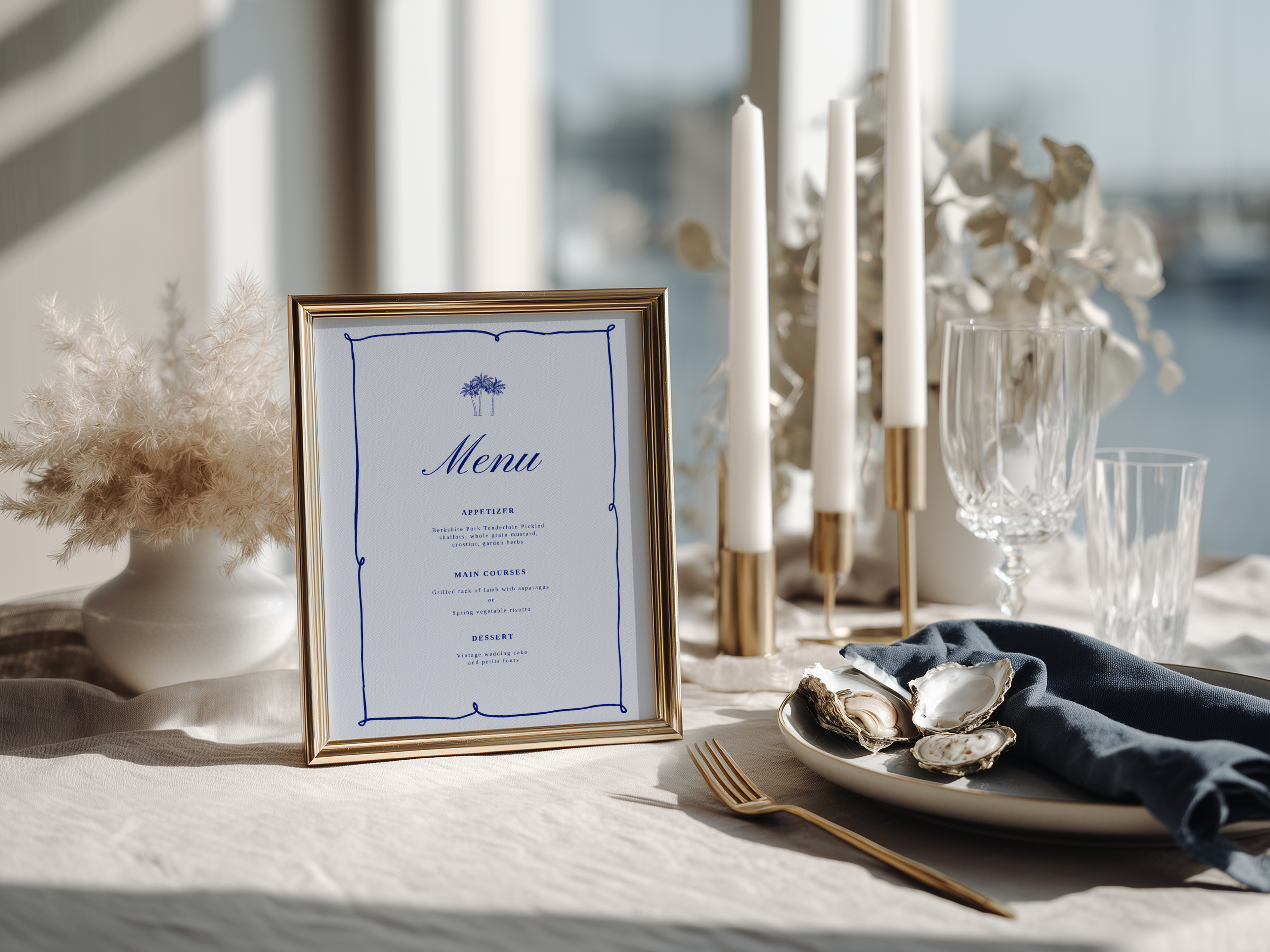 Costal Blue Wedding Menu Template