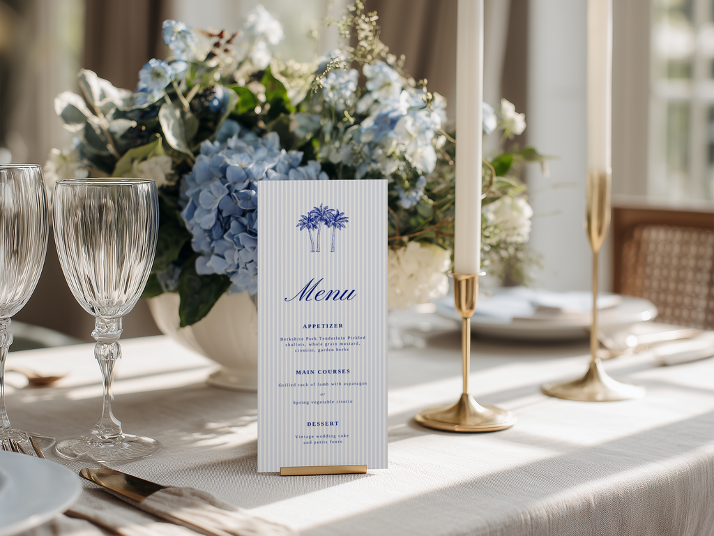 Costal Blue Wedding Menu Template