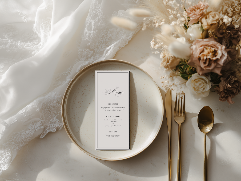 Black & White Wedding Menu Template