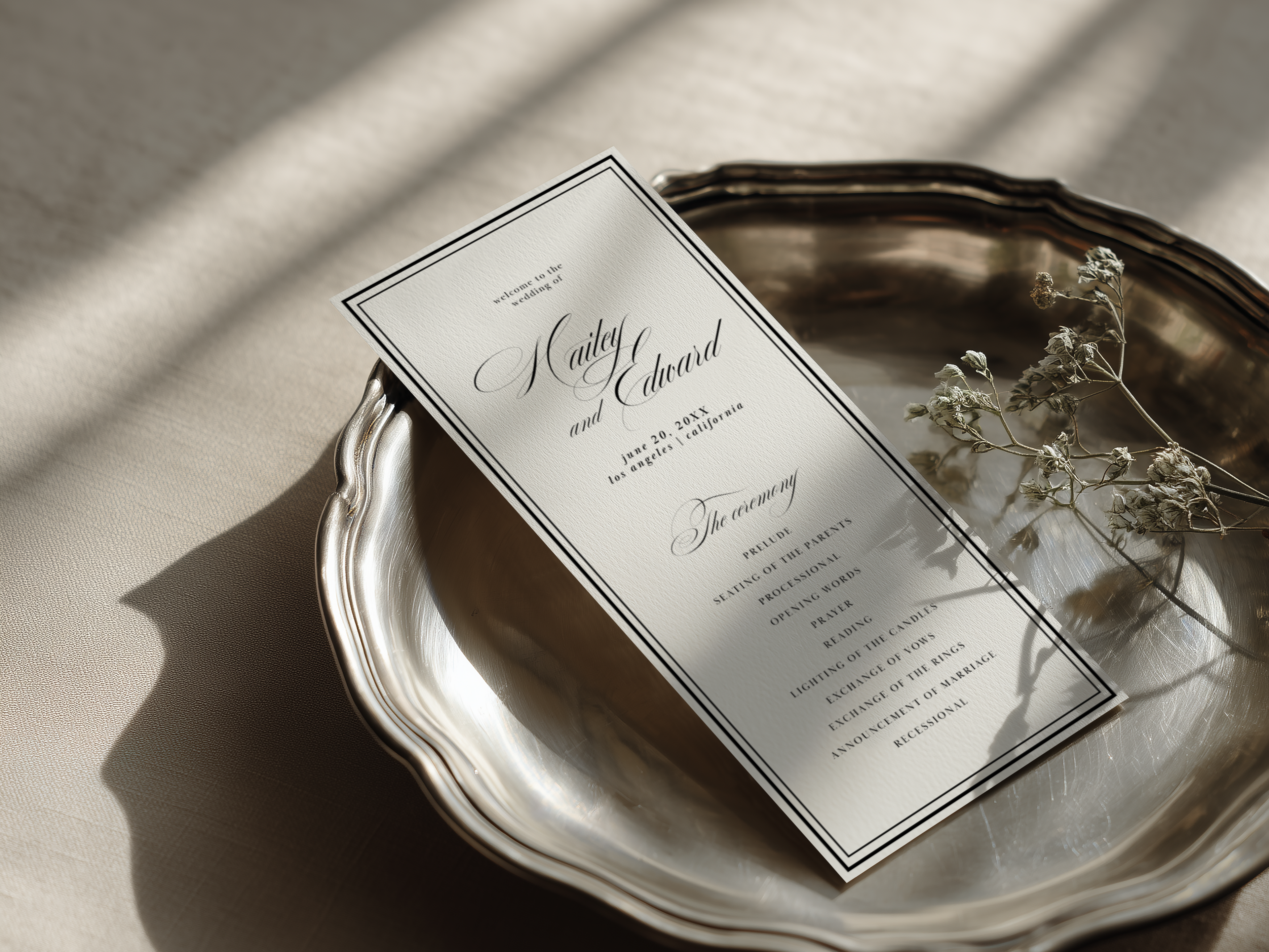 Black & White Wedding Program Template