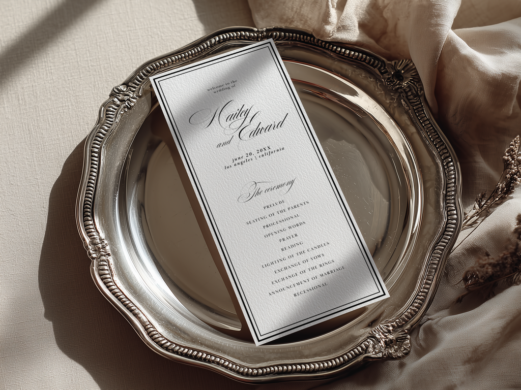 Black & White Wedding Program Template