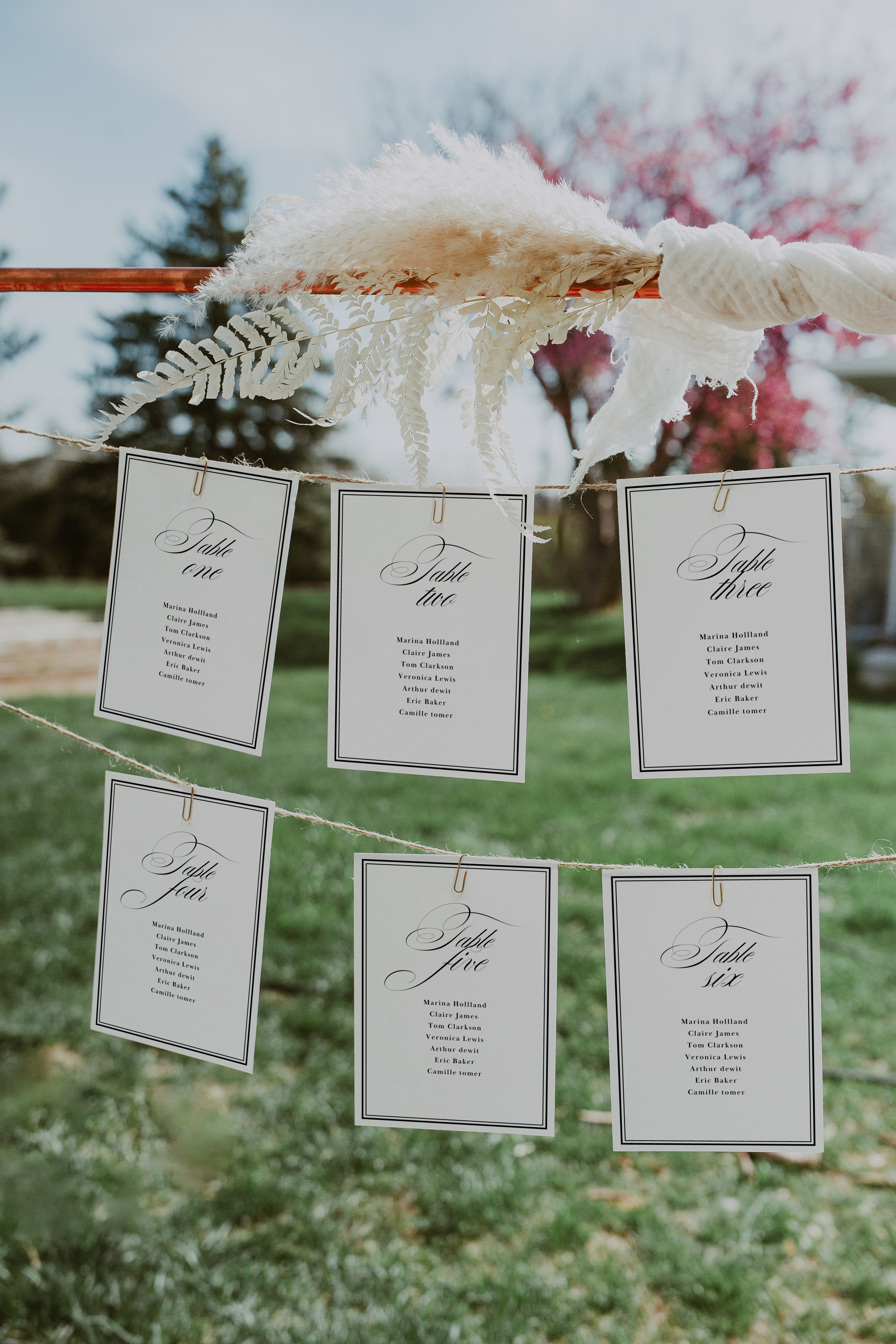 Black & White Card Seating Chart Template