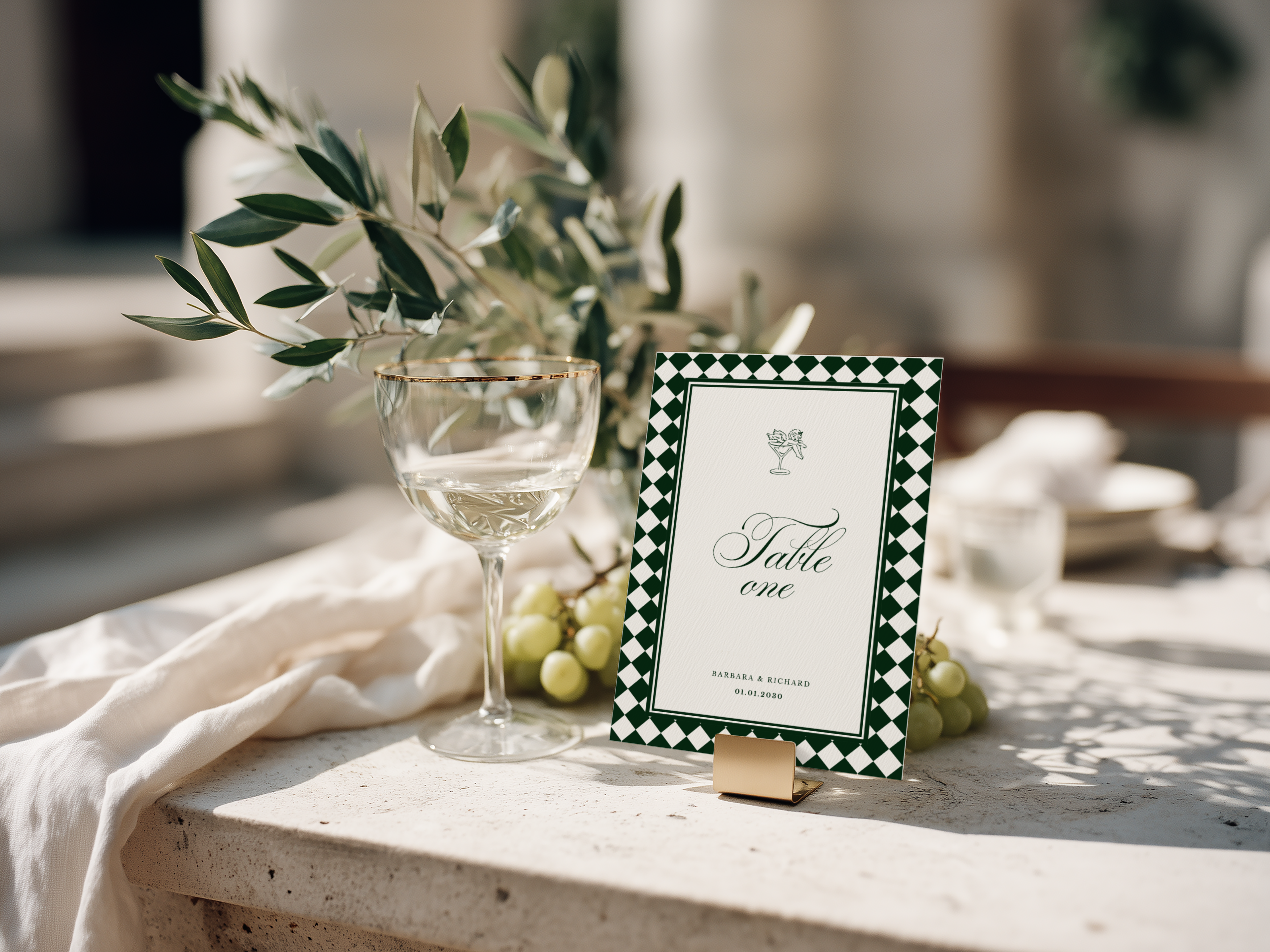 Green & White Table Number Template