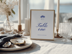 Costal Blue Wedding Table Number Template