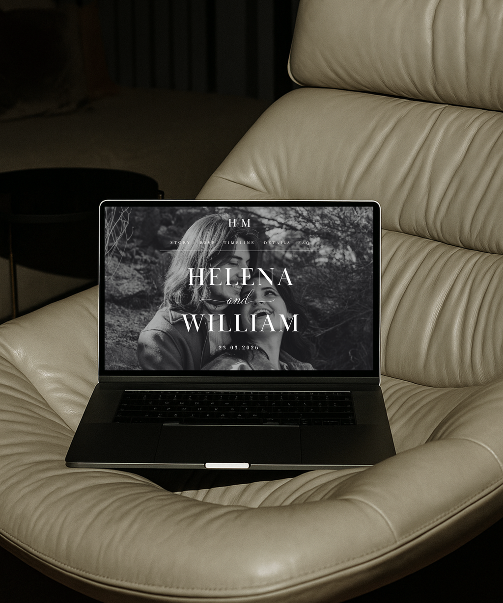 Black and White Wedding Website Template
